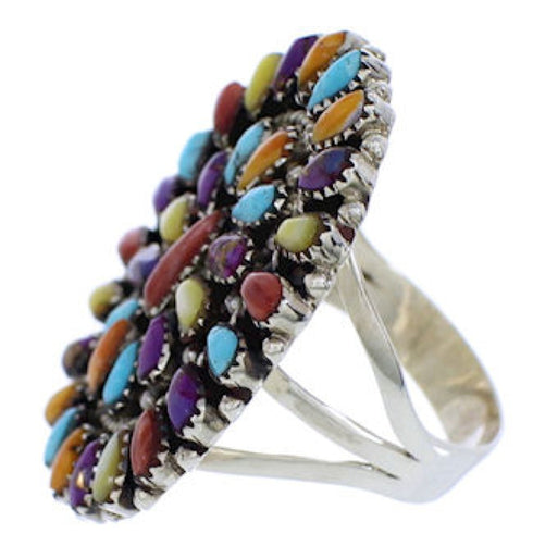 Multicolor Sterling Silver Jewelry Ring Size 8-1/4 AX37772